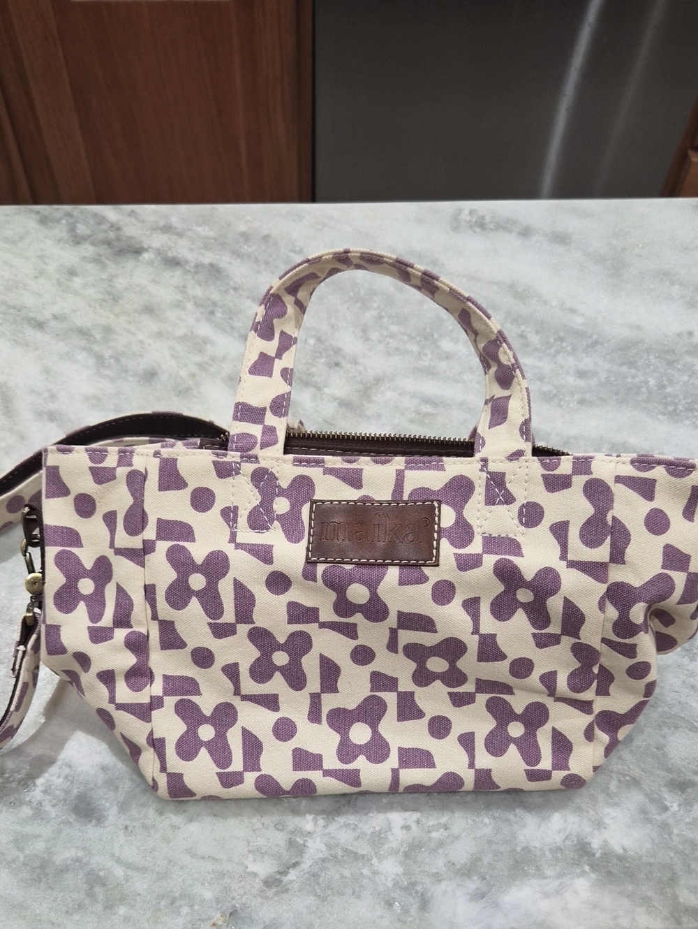 Maika Purple Floral Canvas Crossbody Tote